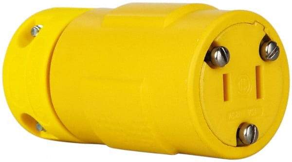 Value Collection - 125 VAC, 15 Amp, 1-15R NEMA, Straight, Ungrounded, Industrial Grade Connector - 2 Pole, 2 Wire, 1 Phase, Rubber, Yellow - Americas Tooling