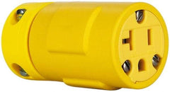 Value Collection - 125 VAC, 20 Amp, 5-20 NEMA, Straight, Ungrounded, Industrial Grade Connector - 2 Pole, 3 Wire, 1 Phase, Rubber, Yellow - Americas Tooling