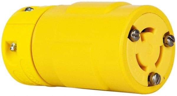 Value Collection - 125 VAC, 15 Amp, L5-15 NEMA, Straight, Ungrounded, Industrial Grade Connector - 2 Pole, 3 Wire, 1 Phase, Rubber, Yellow - Americas Tooling