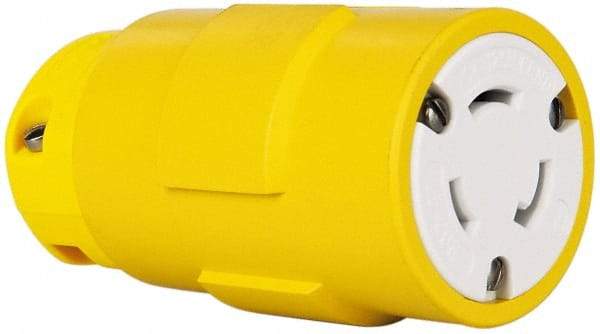 Value Collection - 125 VAC, 20 Amp, L5-20 NEMA, Straight, Ungrounded, Industrial Grade Connector - 2 Pole, 3 Wire, 1 Phase, Rubber, Yellow - Americas Tooling