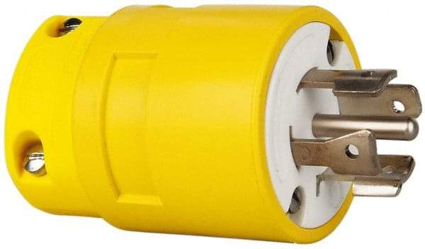 Value Collection - 277/480 VAC, 20 Amp, L22-20 NEMA, Straight, Self Grounding, Industrial Grade Plug - 4 Pole, 5 Wire, 3 Phase, Rubber, Yellow - Americas Tooling