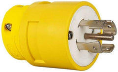 Value Collection - 347/600 VAC, 30 Amp, L23-30 NEMA, Straight, Ungrounded, Industrial Grade Plug - 4 Pole, 5 Wire, Rubber, Yellow - Americas Tooling