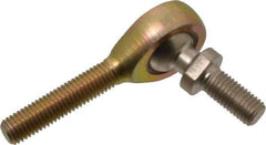 Alinabal - 1/4" ID, 3/4" Max OD, 1,650 Lb Max Static Cap, Spherical Rod End - 1/4-28 RH, 3/8" Shank Diam, 1" Shank Length, Steel with Molded Nyloy Raceway - Americas Tooling