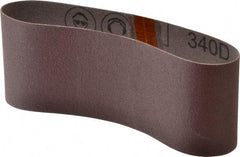 3M - 3" Wide x 18" OAL, 120 Grit, Aluminum Oxide Abrasive Belt - Aluminum Oxide, Fine, Coated, X Weighted Cloth Backing, Series 240D - Americas Tooling