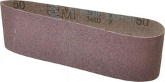 3M - 3" Wide x 21" OAL, 50 Grit, Aluminum Oxide Abrasive Belt - Aluminum Oxide, Coarse, Coated, X Weighted Cloth Backing, Series 341D - Americas Tooling