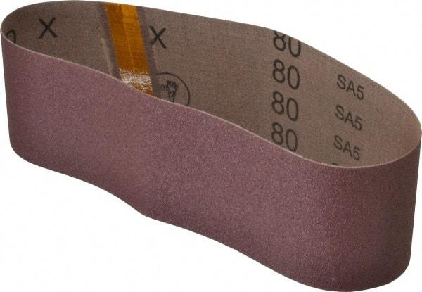 3M - 3" Wide x 24" OAL, 80 Grit, Aluminum Oxide Abrasive Belt - Aluminum Oxide, Medium, Coated, X Weighted Cloth Backing, Series 340D - Americas Tooling