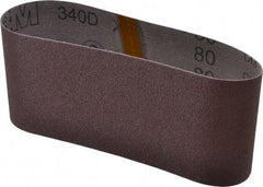 3M - 4" Wide x 21-3/4" OAL, 80 Grit, Aluminum Oxide Abrasive Belt - Aluminum Oxide, Medium, Coated, X Weighted Cloth Backing, Series 240D - Americas Tooling