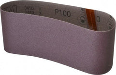 3M - 4" Wide x 24" OAL, 100 Grit, Aluminum Oxide Abrasive Belt - Aluminum Oxide, Fine, Coated, X Weighted Cloth Backing, Series 341D - Americas Tooling