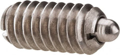 Gibraltar - 1/4-20, 17/32" Thread Length, 0.078" Plunger Projection, Stainless Steel Threaded Spring Plunger - 0.119" Max Plunger Diam, 0.531" Plunger Length, 3 Lb Init End Force, 10.5 Lb Final End Force - Americas Tooling