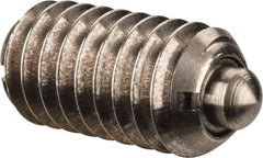 Gibraltar - 5/16-18, 9/16" Thread Length, 1/12" Plunger Projection, Stainless Steel Threaded Spring Plunger - 0.135" Max Plunger Diam, 0.562" Plunger Length, 1.25 Lb Init End Force, 4 Lb Final End Force - Americas Tooling