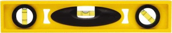 Stanley - 12" Long 3 Vial I-Beam Level - ABS Plastic, Yellow, 1 45°, 1 Level & 1 Plumb Vials - Americas Tooling