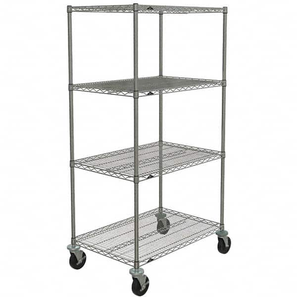 Metro - 600 Lb Capacity 4 Shelf Mobile Wire Shelving Unit - Add-On Unit - Americas Tooling