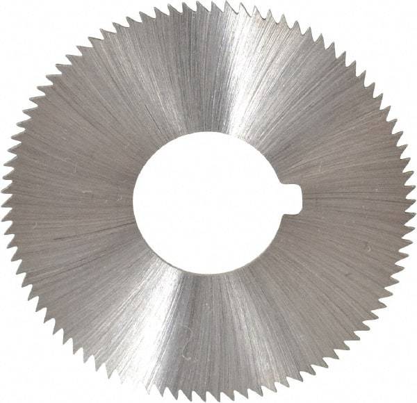 Made in USA - 1-3/4" Diam x 0.036" Blade Thickness x 5/8" Arbor Hole Diam, 90 Tooth Slitting and Slotting Saw - Arbor Connection, Right Hand, Uncoated, High Speed Steel, Concave Ground, Contains Keyway - Americas Tooling