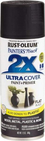 Rust-Oleum - Black, Flat, Enamel Spray Paint - 8 to 12 Sq Ft per Can, 12 oz Container - Americas Tooling