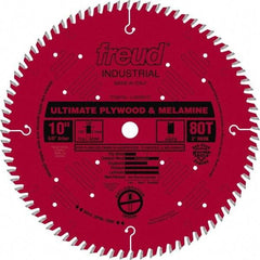 Freud - 10" Diam, 5/8" Arbor Hole Diam, 80 Tooth Wet & Dry Cut Saw Blade - Carbide-Tipped, Standard Round Arbor - Americas Tooling