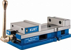 Kurt - 6" Jaw Width, 9-1/16" Jaw Opening Capacity, Horizontal Stationary Machine Vise - Manual Operation, 5,250 Lb Capacity, 1 Station, 18.32" Long x 4.86" High x 1-31/64" Deep, 1.735" Jaw Height, 5,250 Lb Max Clamp Force - Americas Tooling