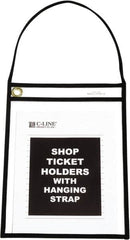 C-LINE - 15 Piece Clear Hanging Strap Stitched Shop Ticket Holder - 12" High x 9" Wide - Americas Tooling