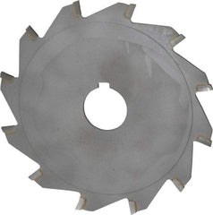 Made in USA - 5" Diam x 3/32" Blade Thickness x 1" Arbor Hole Diam, 12 Tooth Slitting and Slotting Saw - Arbor Connection, Right Hand, Uncoated, Carbide-Tipped, Contains Keyway - Americas Tooling