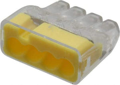 Ideal - 4 Port, 18 to 12 AWG Compatible, Push-In Wire Connector - 0.78" OAL x 0.82" OAW x 0.38" OAH, Yellow - Americas Tooling