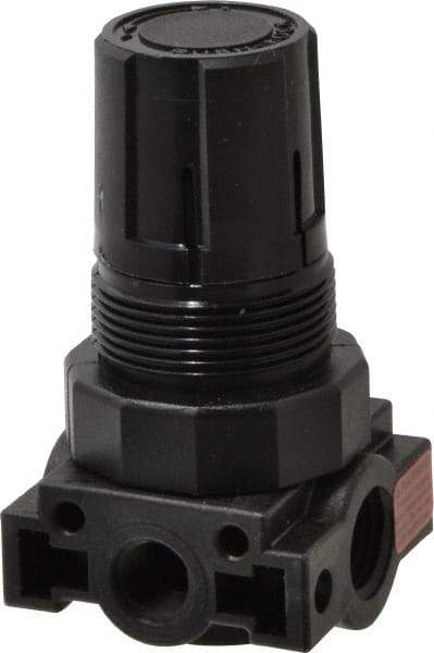 Parker - 1/4 NPT Port, Plastic Miniature Regulator - 0 to 60 psi Range, 150 Max psi Supply Pressure, 1/8" Gauge Port Thread, 1.6" Wide x 3.1" High - Americas Tooling