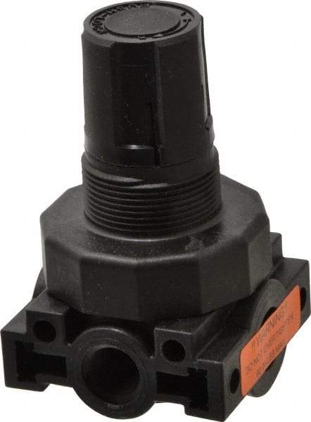 Parker - 1/4 NPT Port, Plastic Miniature Regulator - 0 to 25 psi Range, 150 Max psi Supply Pressure, 1/4" Gauge Port Thread, 2.06" Wide x 3.43" High - Americas Tooling