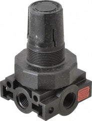 Parker - 1/4 NPT Port, Plastic Miniature Regulator - 0 to 60 psi Range, 150 Max psi Supply Pressure, 1/4" Gauge Port Thread, 2.06" Wide x 3.43" High - Americas Tooling