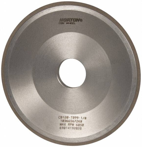 Norton - 6" Diam, 1-1/4" Hole Size, 3/4" Overall Thickness, 120 Grit, Type 12 Tool & Cutter Grinding Wheel - Fine Grade, CBN, Resinoid Bond - Americas Tooling