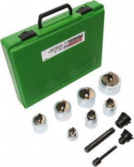 Greenlee - 12 Piece, .885 to 2.416" Punch Hole Diam, Power Knockout Set - Round Punch, 10 Gage Stainless Steel - Americas Tooling