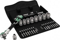 Wera - 3/8" Drive Standard Socket Set - 6 Points, 8 to 19mm, T15 to T40 Torx, Metric Measurement Standard - Americas Tooling