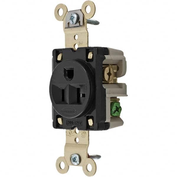 Hubbell Wiring Device-Kellems - 125V 20A NEMA 5-20R Industrial Grade Black Straight Blade Single Receptacle - Americas Tooling