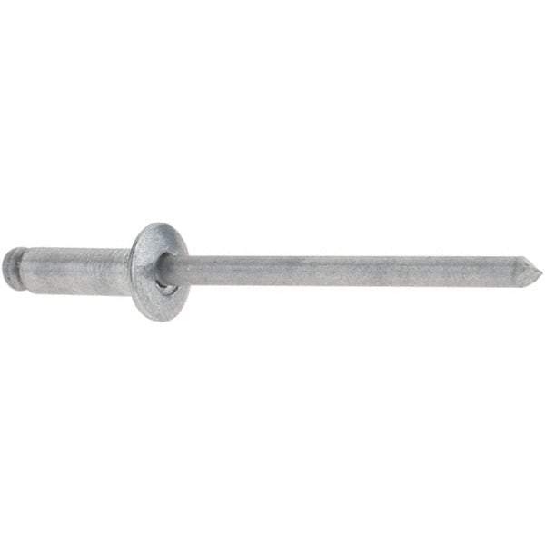 Stanley - Button Head Aluminum Color Coded Blind Rivet - Aluminum Mandrel, 0.188" to 1/4" Grip, 1/4" Head Diam, 0.125" to 0.133" Hole Diam, 0.4" Length Under Head, 1/8" Body Diam - Americas Tooling