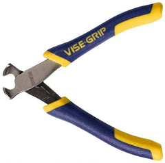 Irwin - 4-1/2" OAL, Flush End Cutting Pliers - 5/16" Jaw Length x 9/16" Jaw Width, Standard Head, Rubber Grips Handle - Americas Tooling