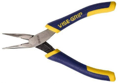 Irwin - 5-1/4" OAL, 15/16" Jaw Length x 1/4" Jaw Width, Long Nose Side Cutting Pliers - Serrated Jaw, Standard Head, ProTouch Handles, with Spring - Americas Tooling