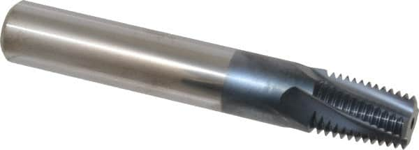 Carmex - 1/2-14 to 3/4-14 NPT, 0.61" Cutting Diam, 4 Flute, Solid Carbide Helical Flute Thread Mill - Internal/External Thread, 0.89" LOC, 4" OAL, 5/8" Shank Diam - Americas Tooling