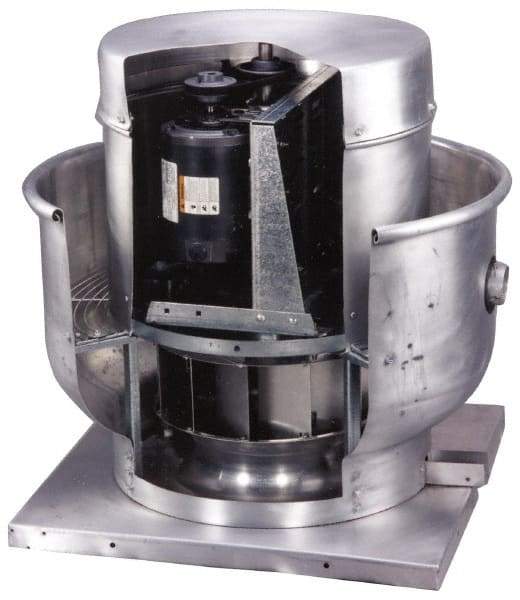 Fantech - 20" Blade, 4,693 CFM, Belt Drive Centrifugal Roof Exhauster - 1 hp, Open Dripproof Enclosure, Upblast Style, Three-Phase, 208-220 Volts - Americas Tooling