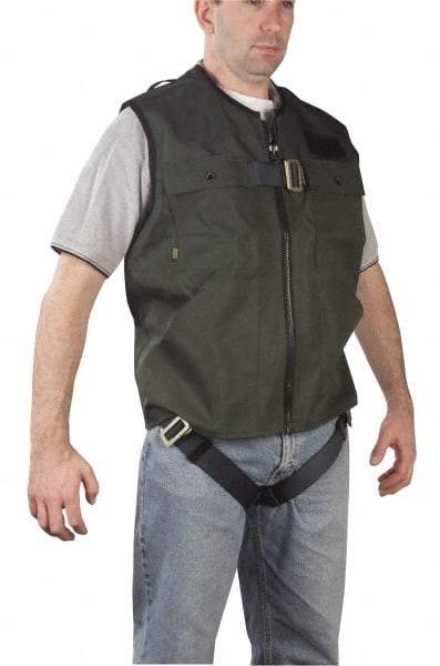 Gemtor - 350 Lb Capacity, Size XL, Full Body Vest Safety Harness - Polyester, Quick Connect Leg Strap, Quick Connect Chest Strap, Green - Americas Tooling