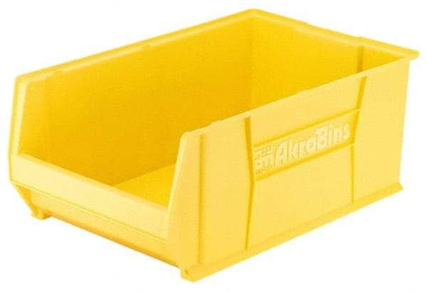 Akro-Mils - 200 Lb. Load Capacity, 20" Deep, Yellow Polymer Hopper Stacking Bin - 12" High x 12-3/8" Wide x 20" Long - Americas Tooling