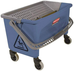 Rubbermaid - 40 Qt Plastic Bucket & Wringer - 14.7" Long x 16.2" High x 26.2" Wide, Blue - Americas Tooling