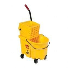 Rubbermaid - 26 Qt Plastic Bucket & Wringer - 18-5/8" Long x 16-3/4" High x 15-5/8" Wide, Yellow - Americas Tooling