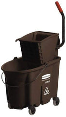 Rubbermaid - 35 Qt Plastic Bucket & Wringer - 20-1/8" Long x 36-1/2" High x 15-3/4" Wide, Brown - Americas Tooling