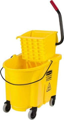 Rubbermaid - 35 Qt Plastic Bucket & Wringer - 20.1" Long x 17.4" High x 15.7" Wide, Yellow - Americas Tooling