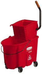 Rubbermaid - 35 Qt Plastic Bucket & Wringer - 20-1/8" Long x 36-1/2" High x 15-3/4" Wide, Red - Americas Tooling