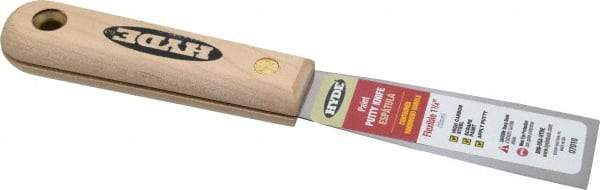 Hyde Tools - 1-1/4" Wide Steel Putty Knife - Flexible, Hardwood Handle, 7-3/4" OAL - Americas Tooling