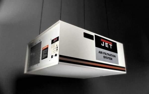 Jet - 115 Volt Ceiling Mount Air Filtration Machine - 32-1/2" Long x 26-13/64" Deep x 15" High, 1,000 CFM Air Flow - Americas Tooling