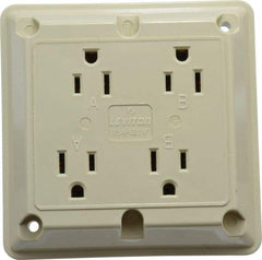 Leviton - 125 VAC, 15 Amp, 5-15R NEMA Configuration, Ivory, Specification Grade, Self Grounding Fourplex Receptacle - 1 Phase, 2 Poles, 3 Wire, Flush Mount, Chemical, Corrosion and Impact Resistant - Americas Tooling