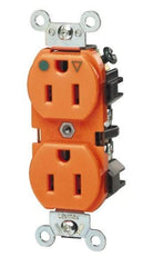 Leviton - 125 VAC, 20 Amp, 5-20R NEMA Configuration, Orange, Hospital Grade, Self Grounding Duplex Receptacle - 1 Phase, 2 Poles, 3 Wire, Flush Mount, Impact Resistant - Americas Tooling