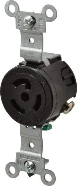 Leviton - 277 VAC, 15 Amp, L7-15R NEMA, Self Grounding Receptacle - 2 Poles, 3 Wire, Female End, Black - Americas Tooling