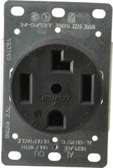 Leviton - 125/250 VAC, 30 Amp, 14-30R NEMA Configuration, Black, Industrial Grade, Self Grounding Single Receptacle - 1 Phase, 3 Poles, 4 Wire, Flush Mount, Corrosion Resistant - Americas Tooling