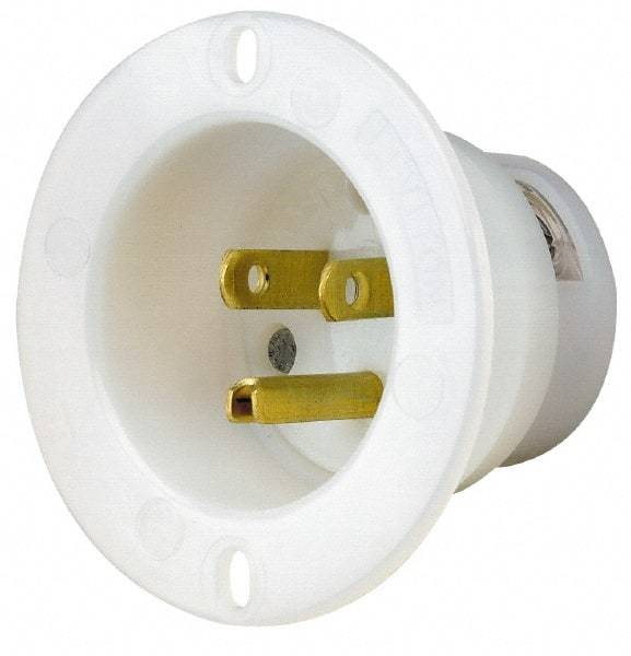 Leviton - 125 VAC, 15 Amp, 5-15P NEMA Configuration, White, Industrial Grade, Self Grounding Single Receptacle - 1 Phase, 2 Poles, 3 Wire, Flush Mount, Corrosion and Impact Resistant - Americas Tooling