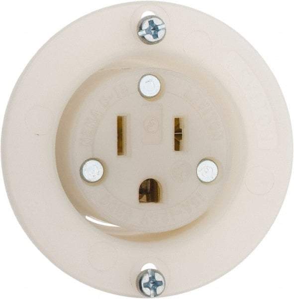 Leviton - 125 VAC, 15 Amp, 5-15R NEMA Configuration, White, Industrial Grade, Self Grounding Single Receptacle - 1 Phase, 2 Poles, 3 Wire, Flush Mount, Corrosion and Impact Resistant - Americas Tooling